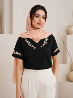 تیشرت گلدوزی یقه هفت